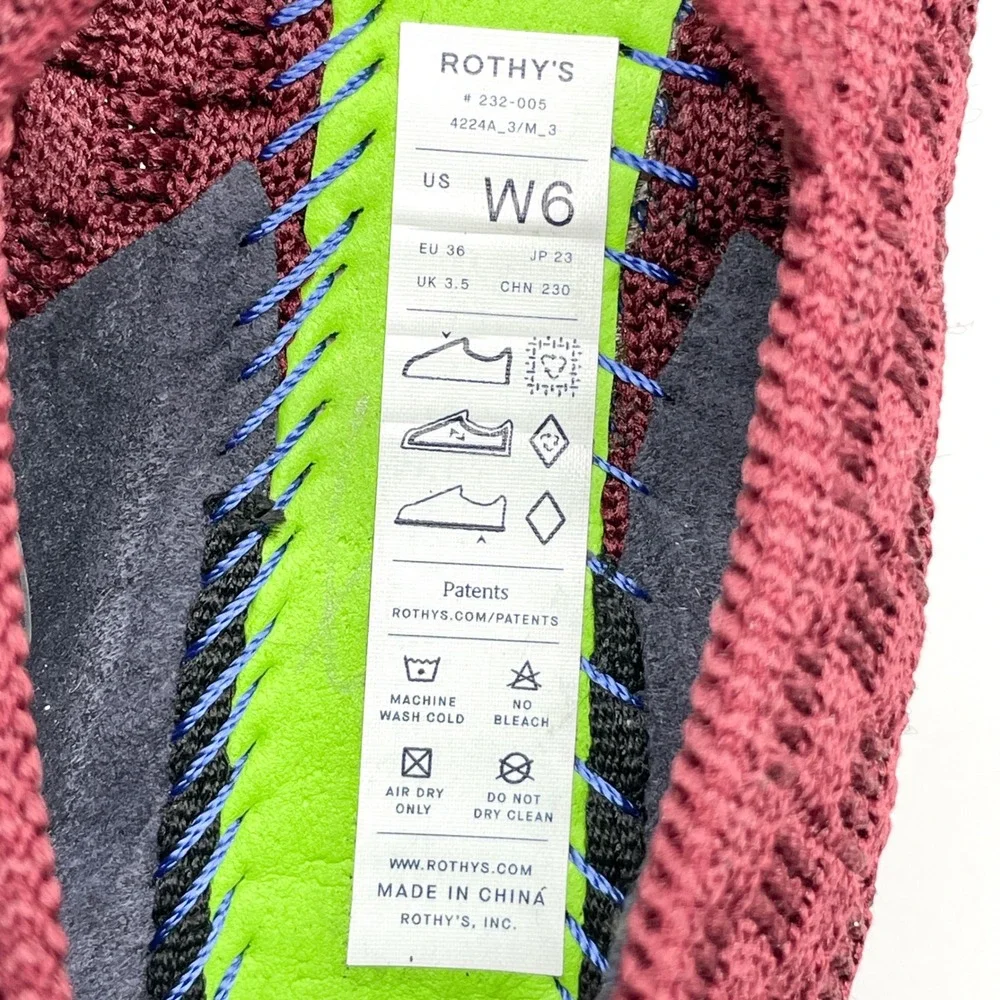Rothys The Max Square Mary Jane Shoes Womens 6 Red Checkered Knit Ballet Flats